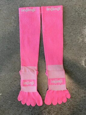 Men's Medium 8-10.5 Injinji Compression Over The Calf Long Toe socks Pink